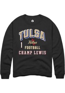 Champ Lewis Tulsa Golden Hurricane Mens Black Football NIL Arch Logo Player Crew