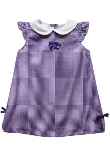 Vive La Fete K-State Wildcats Toddler Girls Purple Gingham Short Sleeve Dress