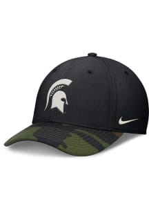 Nike Michigan State Spartans Mens Black 2024 Rise Military Swooshflex Flex Hat