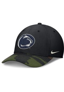 Nike Penn State Nittany Lions Mens Black 2024 Rise Military Swooshflex Flex Hat