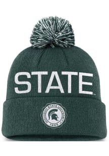 Nike Michigan State Spartans Green Prep Peak Cuff Pom Mens Knit Hat