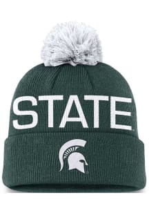 Nike Michigan State Spartans Green Primetime Peak Cuff Pom Mens Knit Hat