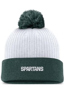 Nike Michigan State Spartans White 2T Peak Standard Cuff Pom Mens Knit Hat