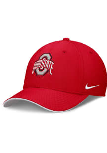 Nike Ohio State Buckeyes Mens Red Coaches Structured Rise Swooshflex Flex Hat