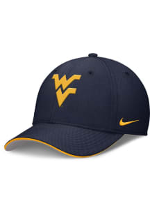 Nike West Virginia Mountaineers Mens Navy Blue Coaches Structured Rise Swooshflex Flex Hat