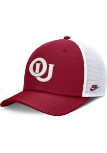Nike Oklahoma Sooners Evergreen Structured Rise Trucker Cap Adjustable Hat - Crimson