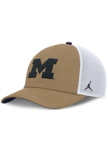 Nike Michigan Wolverines Academic Structured Rise Trucker Adjustable Hat - Khaki