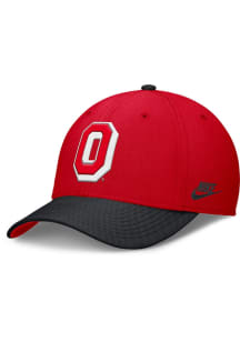 Nike Ohio State Buckeyes Mens Red Dri-Fit Structured Rise Swooshflex Flex Hat