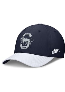 Nike Penn State Nittany Lions Mens Navy Blue Dri-Fit Structured Rise Swooshflex Flex Hat