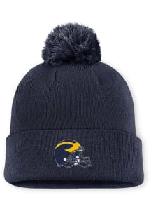 Nike Michigan Wolverines Blue Peak Pom Beanie Mens Knit Hat