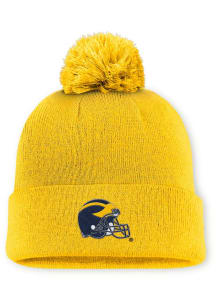 Nike Michigan Wolverines Yellow Peak Pom Beanie Mens Knit Hat