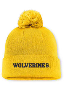 Nike Michigan Wolverines Yellow Peak Pom Beanie Mens Knit Hat