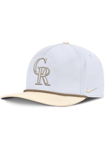 Nike Colorado Rockies White Aerobill Flat Brim 5 Panel Rope 2T Mens Snapback Hat