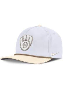 Nike Milwaukee Brewers White Aerobill Flat Brim 5 Panel Rope 2T Mens Snapback Hat