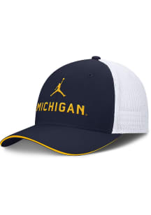 Nike Michigan Wolverines Jordan Brand Rise Structured Trucker Adjustable Hat - Navy Blue