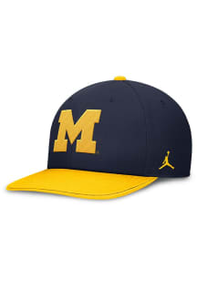 Nike Michigan Wolverines Blue Jordan Brand Dri-Fit Pro Structured Square Bill Design Mens Snapback..