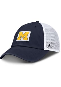Nike Michigan Wolverines Jordan Brand Club Unstructured Trucker Adjustable Hat - Navy Blue