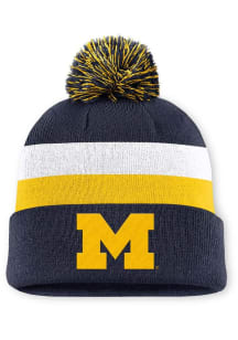 Nike Michigan Wolverines Blue Campus Peak Cuffed Beanie With Pom Mens Knit Hat