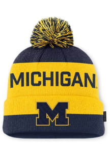 Nike Michigan Wolverines Blue JORDAN BRAND PEAK GAMEDAY CUFFED POM BEANIE CAP Mens Knit Hat