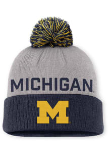 Nike Michigan Wolverines Grey JORDAN BRAND PEAK PRIMETIME CUFFED BEANIE CAP Mens Knit Hat