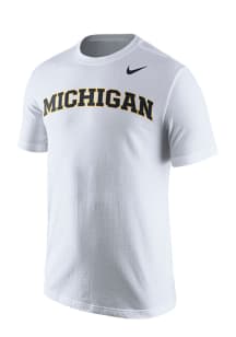Nike Michigan Wolverines White Wordmark Short Sleeve T Shirt