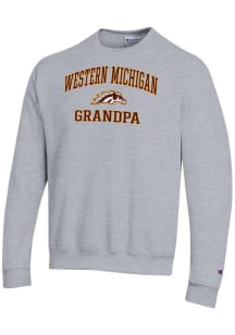 Champion Western Michigan Broncos Mens Grey Grandpa Powerblend Long Sleeve Crew Sweatshirt