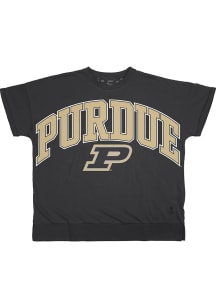 Pressbox Purdue Boilermakers Womens Black Janise Short Sleeve T-Shirt