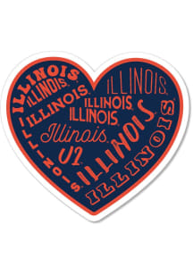 Illinois Fighting Illini 3.5" Heart Rugged Stickers - Orange