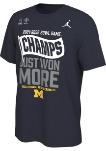 Nike Michigan Wolverines Blue 2024 Rose Bowl Champions Design Short Sleeve T Shirt