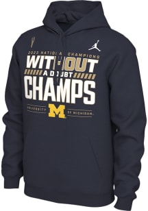 Nike Michigan Wolverines Mens Navy Blue 2023 National Champions Locker Room Long Sleeve Hoodie
