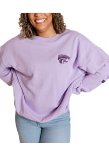 Gameday Social K-State Wildcats Womens Lavender Barkly Crew Sweatshirt