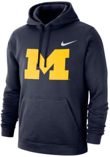 Nike Michigan Wolverines Mens Navy Blue Club Long Sleeve Hoodie
