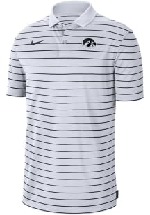 Nike Iowa Hawkeyes Mens White DriFIT Victory Stripe Short Sleeve Polo