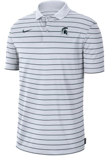 Nike Michigan State Spartans Mens White DriFIT Victory Stripe Short Sleeve Polo