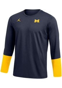 Nike Michigan Wolverines Mens Navy Blue Jordan Practice Design Long Sleeve Crew Sweatshirt