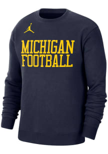 Nike Michigan Wolverines Mens Navy Blue Jordan Practice Long Sleeve Crew Sweatshirt