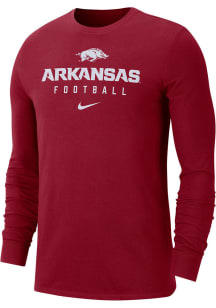 Nike Arkansas Razorbacks Crimson Football Team Issue Long Sleeve T Shirt