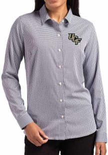 Cutter and Buck UCF Knights Womens Epic Confidence Gingham Long Sleeve Black Dress Shirt