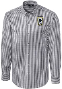 Cutter and Buck Columbus Crew Mens Charcoal Easy Care Gingham Long Sleeve Dress Shirt