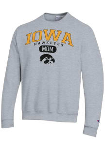 Champion Iowa Hawkeyes Mens Grey Pill Box Mom Powerblend Long Sleeve Crew Sweatshirt