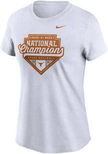 Nike Texas Longhorns Womens White 2026 Women's College World Series Champions Short Sleeve T-Shirt