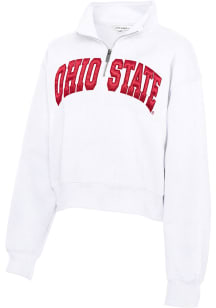 Ohio State Buckeyes Womens White Sport Fleece Qtr Zip