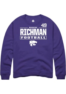 Maguire Richman K-State Wildcats Mens Purple Football NIL Stacked Box Player Crew