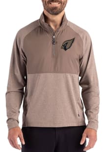 Cutter and Buck Arizona Cardinals Mens Oatmeal Mono Adapt Eco Hybrid Long Sleeve Qtr Zip Pullover
