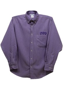 Vive La Fete TCU Horned Frogs Baby Purple Gingham Long Sleeve Polo