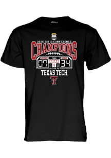 Blue 84 Texas Tech Red Raiders Black 2025 Big 12 Champions Score Short Sleeve T Shirt