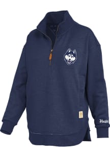 Pressbox UConn Huskies Womens Navy Blue Northfork Sojourn Qtr Zip