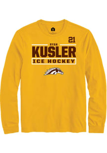 Ryan Kusler Western Michigan Broncos Gold NIL Stacked Box Long Sleeve Player T Shirt