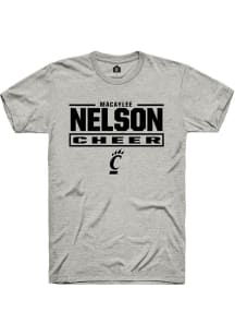 Macaylee Nelson Cincinnati Bearcats Ash NIL Stacked Box Short Sleeve Player T Shirt