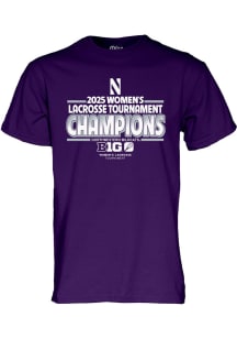 Blue 84 Northwestern Wildcats Purple 2025 W Lacrosse Tournament Champ Short Sleeve T Shirt